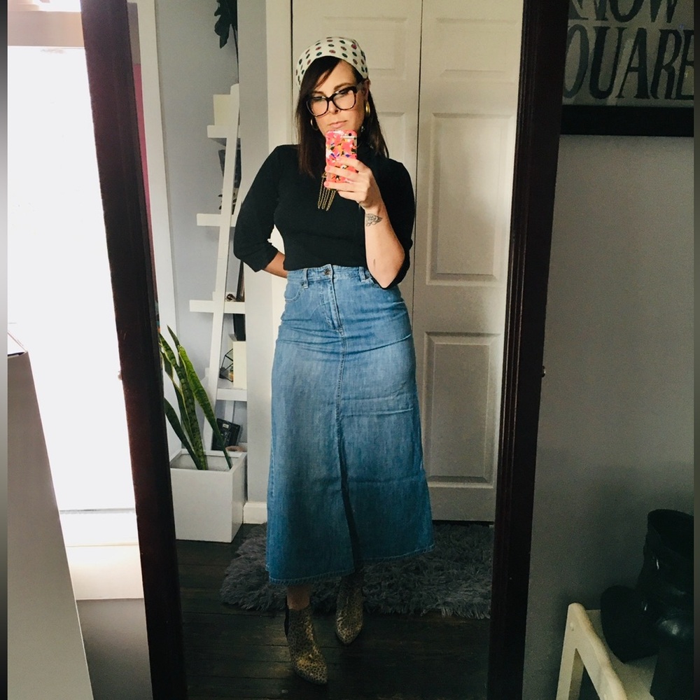 Y2K Ralph Lauren Blue Denim Flare Skirt